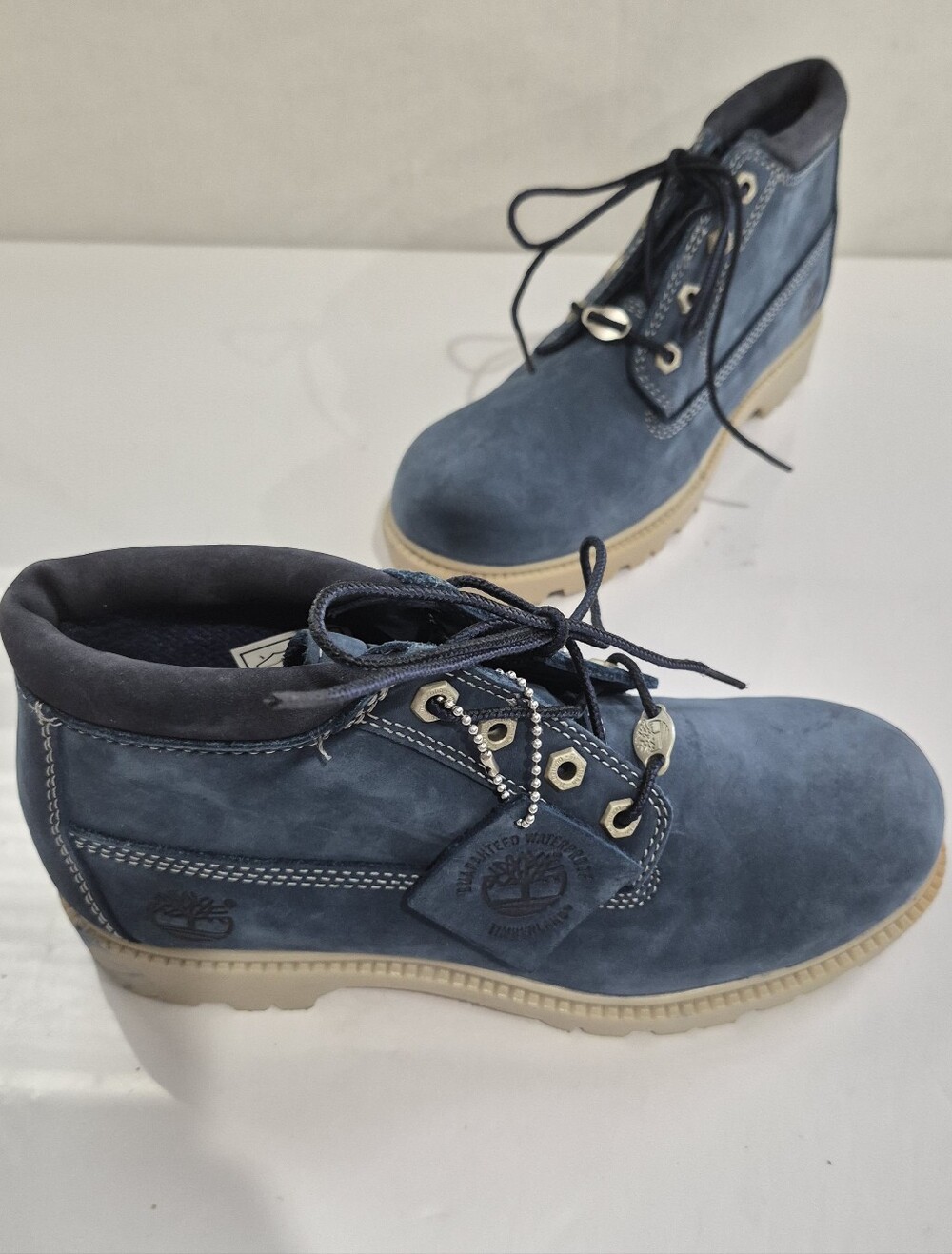 Timberland Men's Blue Genuine Lether Upper 6" Nubuck Waterproof Boots Size 8M